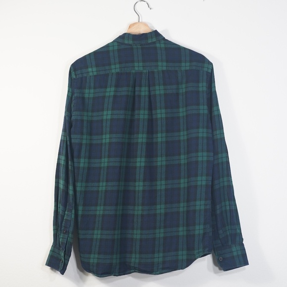Uniqlo Classic Flannel Blue Green Checker Shirt - Picture 2 of 5